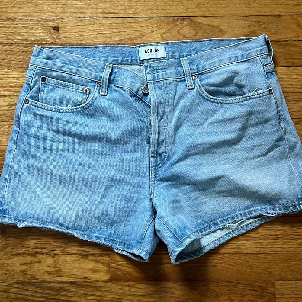 Agolde Light Blue Denim Jean Shorts